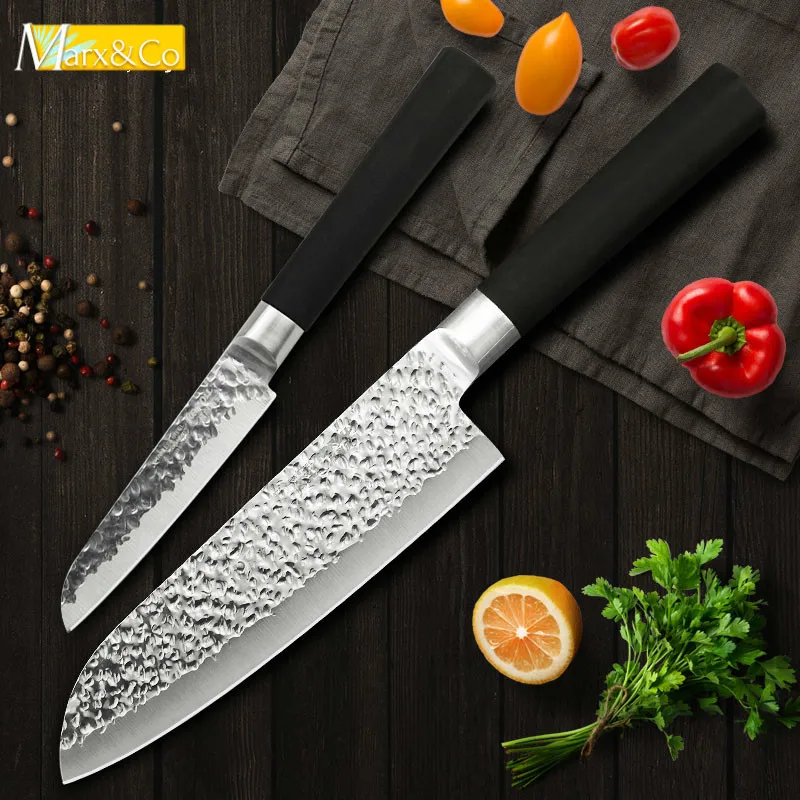 Kitchen Knives 4 7 Inch High Carbon Stainless Steel 5CR15 Japanese Kitchen Chef Knife Santoku Cleaver Fruit Paring Slicing Set
