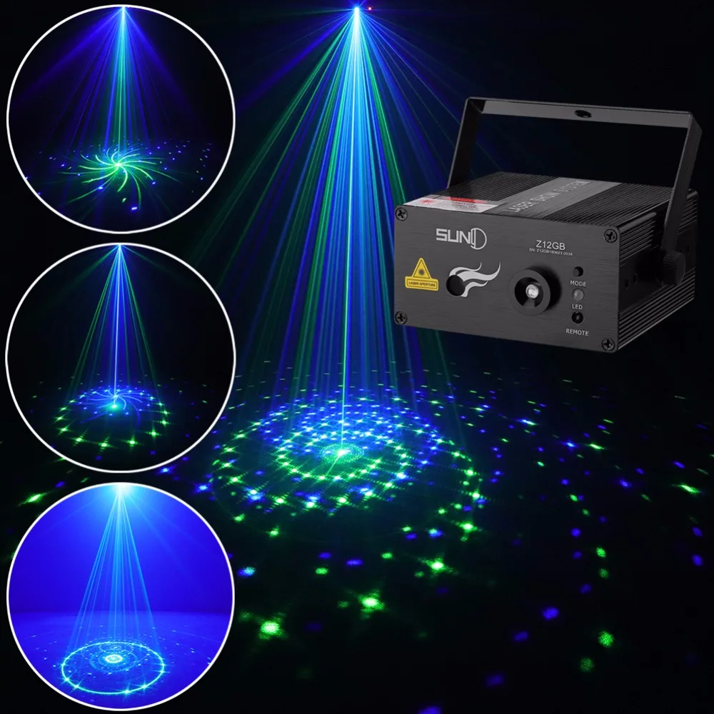 SUNY 12 GB Patterns Laser Light Blue LED Stage Sound Activated Gobo Projector Show for Club Bar DJ Disco Home Party(Z12GB) | Освещение
