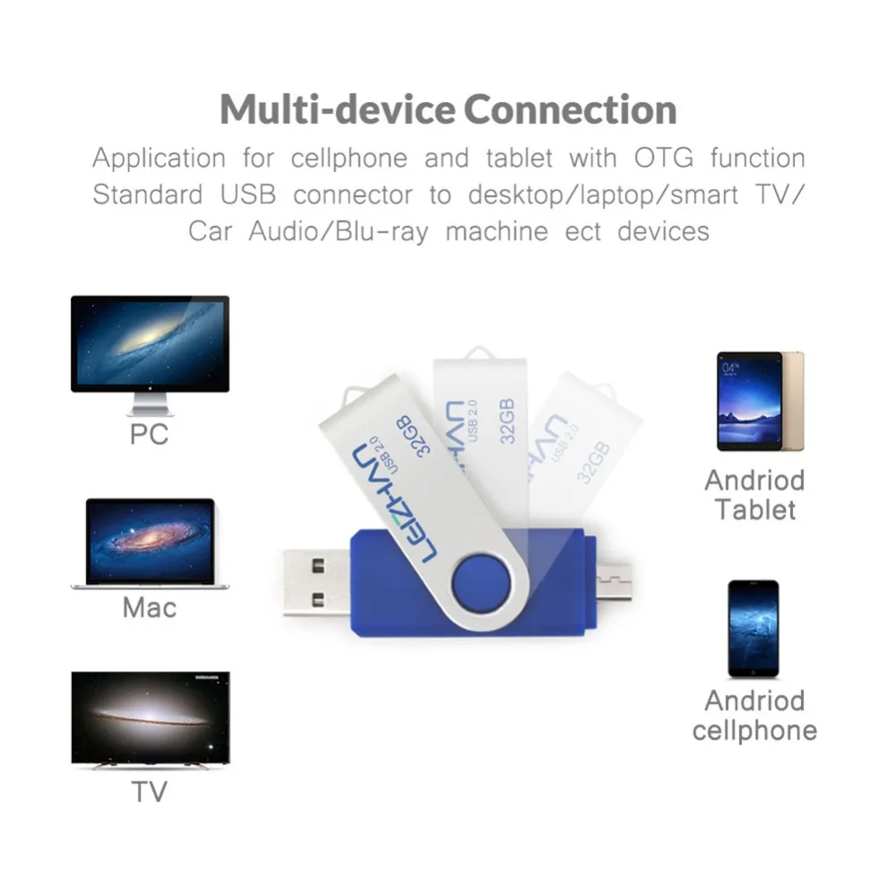 LEIZHAN Android телефон флэш накопитель 32 ГБ USB 16 Гб микроперо 64 Флешка 4 карта памяти 8 OTG