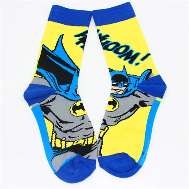 Новая мода, мужские носки с Бэтменом, чудо-женщина, носки без пятки, мужские носки супермена с человеком-пауком - Цвет: Цвет: желтый