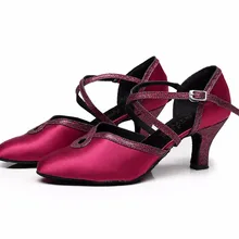 Женская обувь для латинских бальных танцев, праздничная обувь на высоком каблуке 6 см, красная женская танцевальная обувь для танго, вальса, сальсы