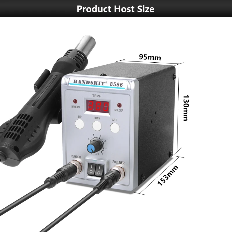 Handskit 750 Вт 8586 2 в 1 цифровой ESD фена паяльная станция Сварка SMD паяльная станция+ Электрический припой