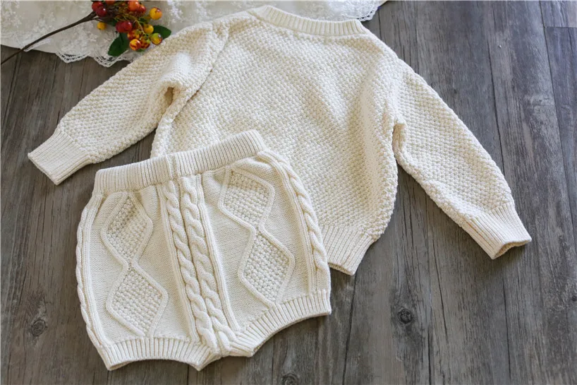 Baby Clothing Set Sodawn Autumn Winter New Children Clothing Boys Girls Baby Knit Sweater Cardigan + Shorts Suit Baby Clothes Suit best Baby Clothing Set