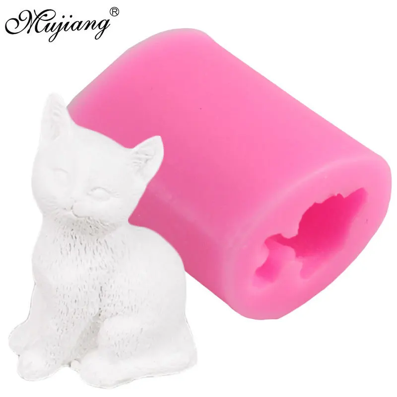 Mujiang DIY Lovley маленькая свеча кошка форма 3D Рукоделие Мыло Конфеты полимерные