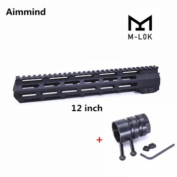 

12" AR15 Free Float M-LOK mlok Handguard Picatinny Rail Slim Style keymod handguard with Steel Barrel Nut for Scope Mount