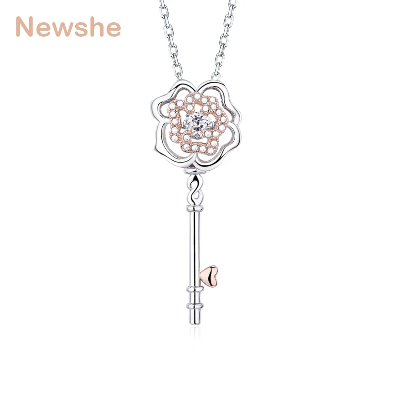 Newshe Exquisite Key Shape Dancing Stone Design Pendant for Women Come with 925 Sterling Silver Chain Newshe Exquisite Key Shape Dancing Stone Design Pendant for Women Come with 925 Sterling Silver Chain
