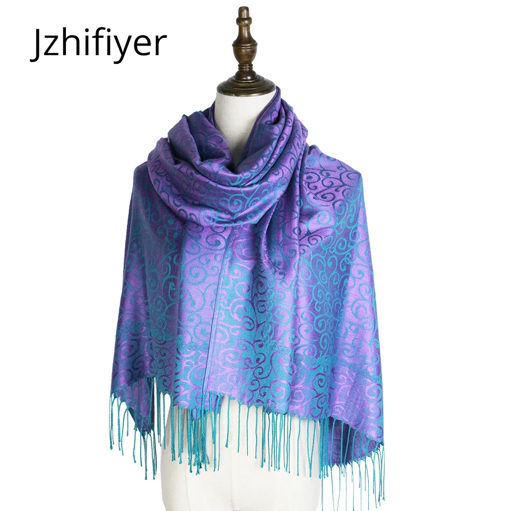 scarf woven shawl pashmina fashion mujer capes jacquard hijabs winter...