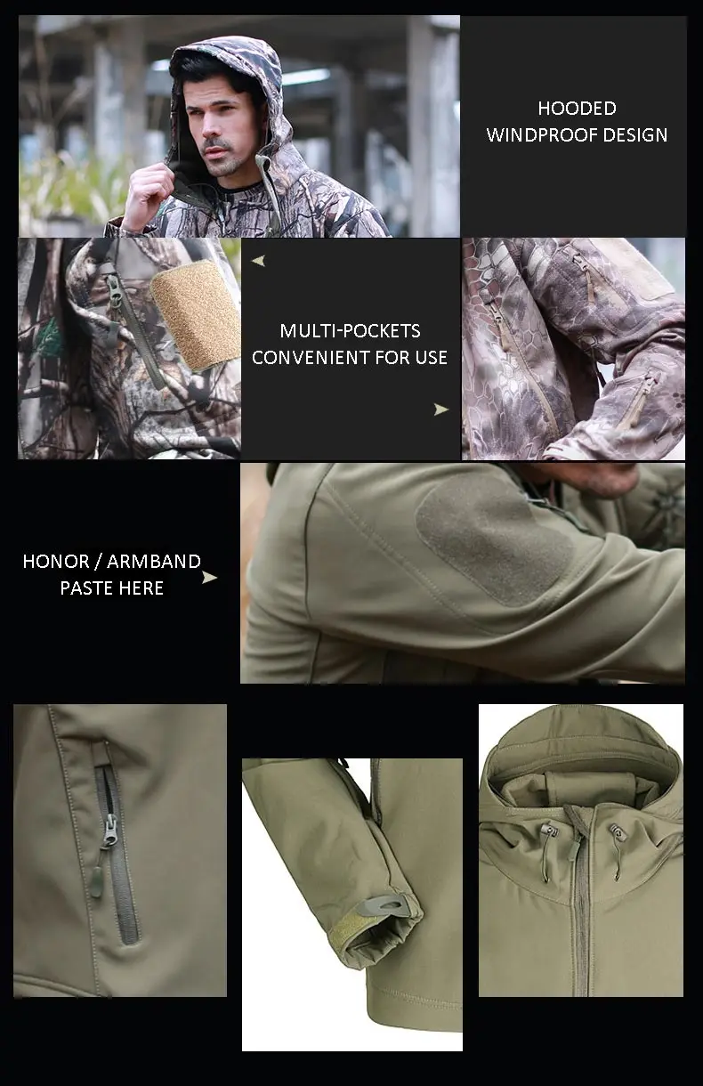 Facecozy для мужчин водонепроницаемые походные куртки Военная Тактическая ветрозащитная куртка софтшелл Кемпинг Охота камуфляж indbreak