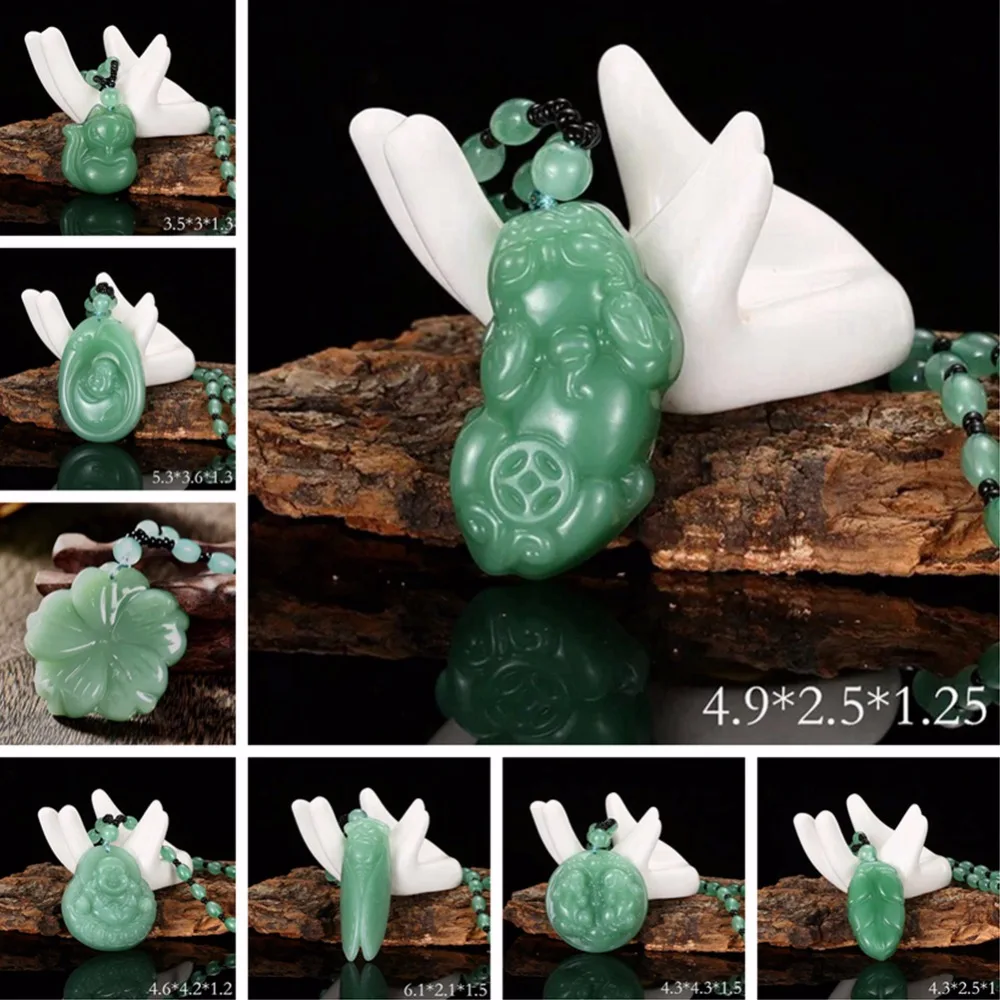 

3A Natural Green Emerald Carved Buddha Lucky Amulet Healing Crystal Reiki Pendant Necklace For Women Men Pendant Fashion Jewelry