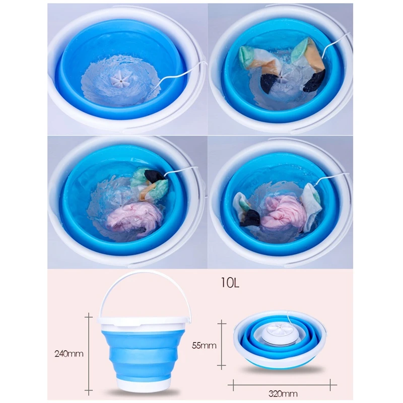 HIMOSKWA, портативная мойка для фруктов и овощей, DC5V, USB, ультразвуковая турбина, стиральная машина, очиститель для белья с 10л, складное ведро