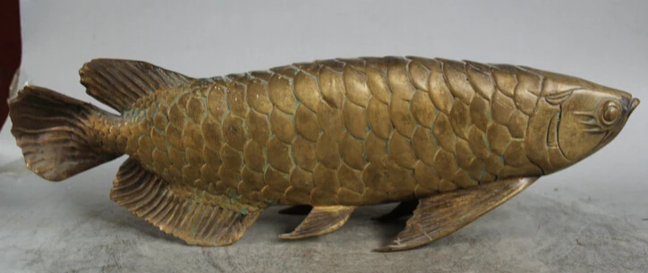 

JP S62 18" Chinese Copper Folk Feng Shui Animal Sea Fish Barracuda Statue sculpture (B0413)