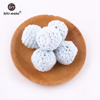 

Let's Make Crochet Geometric Hexagon Beads 18mm 5pc BPA Free DIY Teething Necklace Accessories Wooden Teether Chewable Beads