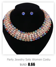 10 цветов, серьги с кристаллами, ожерелья, наборы золотого цвета, ювелирные наборы для женщин, геометрический дизайн, свадебные комплекты из 2 предметов, ювелирные наборы