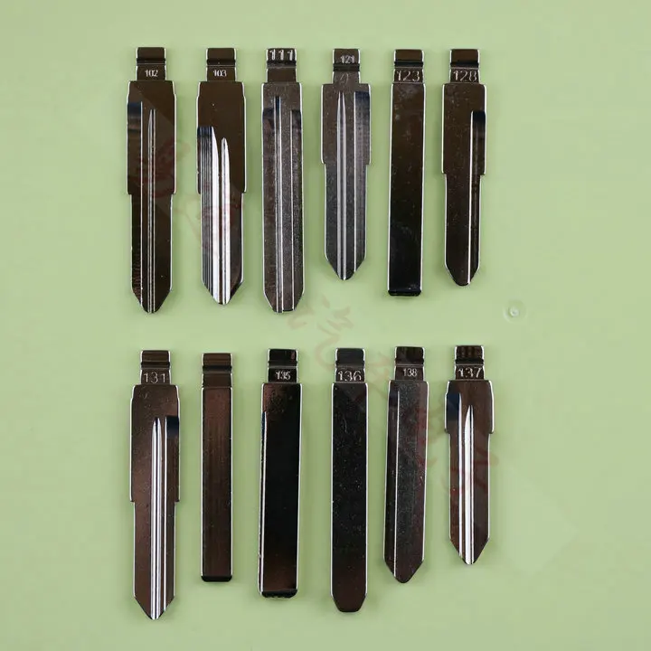 

12Pcs/Lot Folding key blade Full Types Car key embryo replacing the key head Remote Key Blade Slot Type B NO 121-140