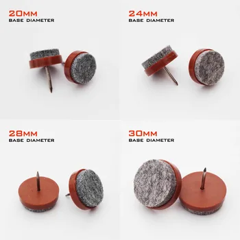 

8pcs Brown Round Furniture Chair Table Feet Leg Tile Felt Pad Blanket Floor Protector Anti Slip Glide Skid Nail-On 20/24/28/30mm