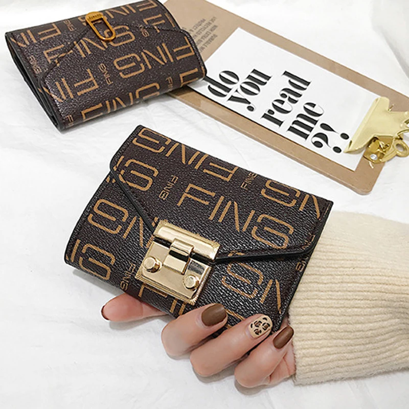

2019 Luxury Women Wallet New Fashion Vintage Short Lock Lady Wallets Women's Hasp Small Purses Ladies 3 Fold for women purse