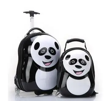 17" Trolley bag on wheels Kid's Travel Trolley luggage suitcase Kid wheeled travel case Children Rolling Case With kid backpack