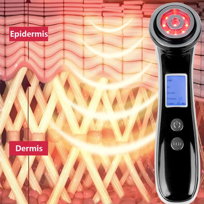 Радиочастотный аппарат для подтяжки кожи лица, EMS светодиодный фотонный Массажер для подтяжки лица и удаления морщин