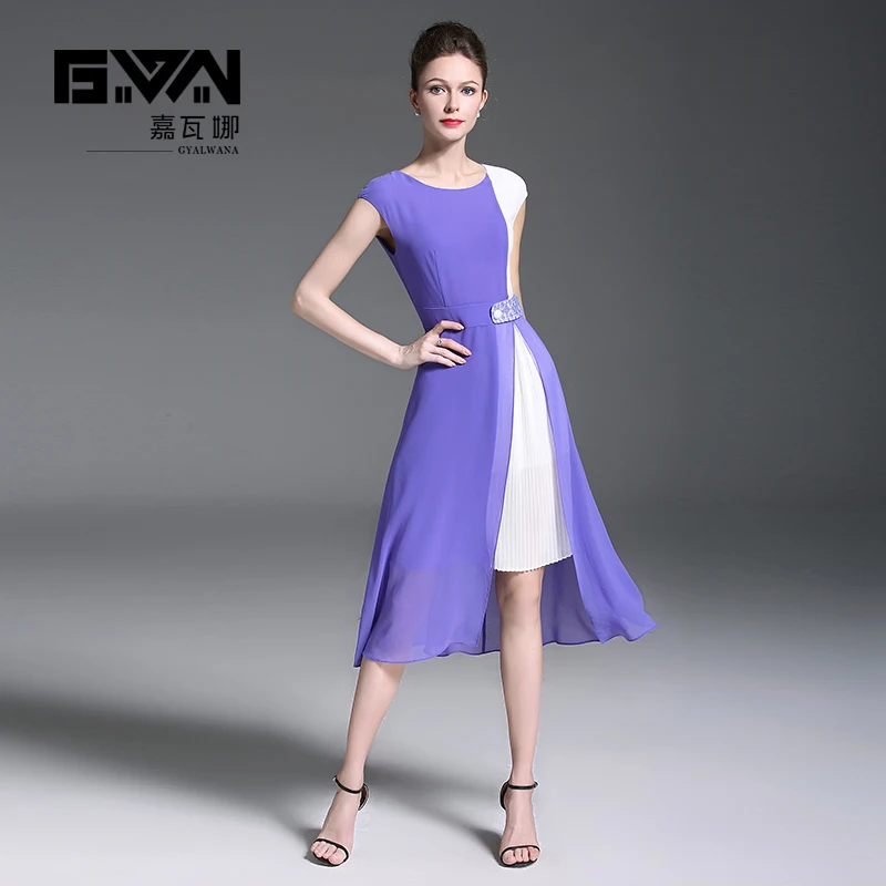

GYALWANA 2018 new style, splice color chiffon dress, fashion high street and party dresses.director of the shop recommends