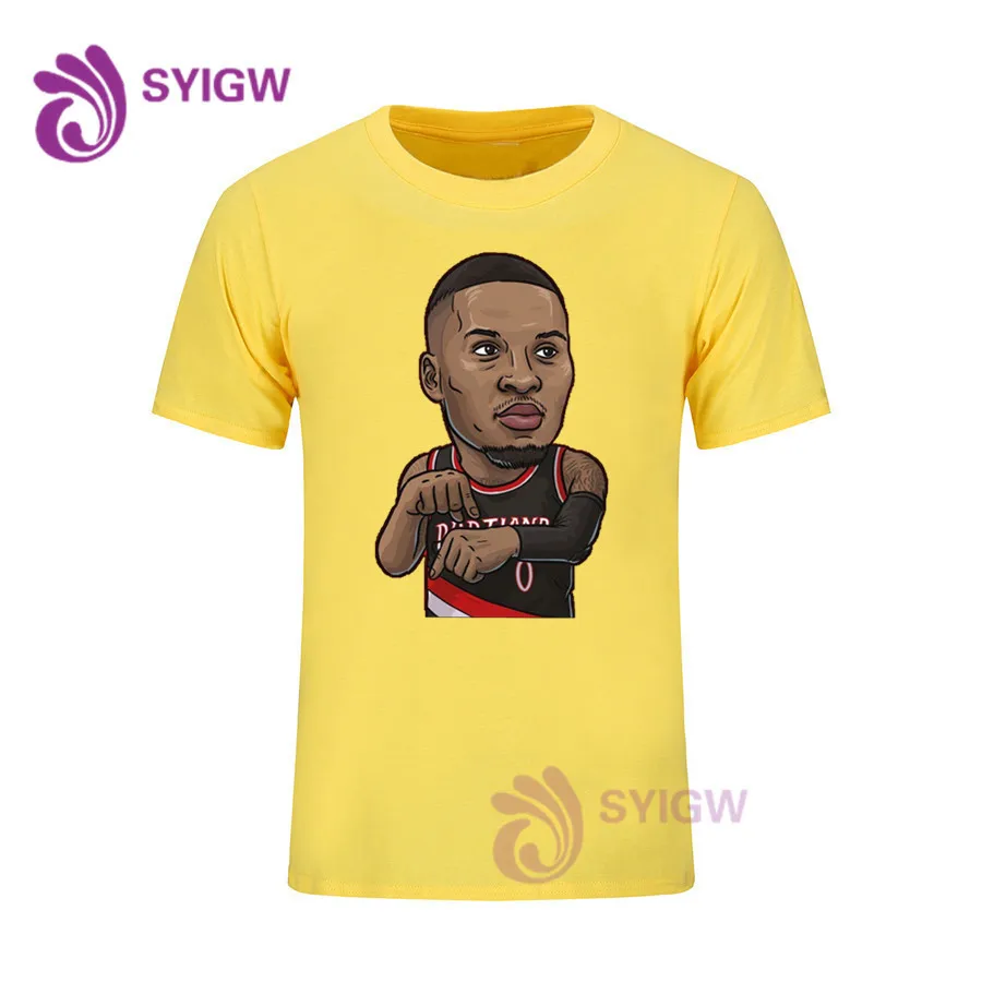 Летняя брендовая футболка Damian Lillard Мужская модная с круглым воротником и
