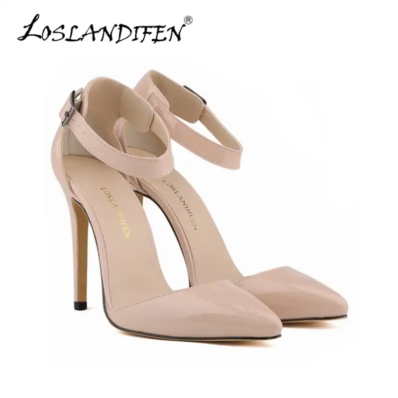 nude pumps with strap