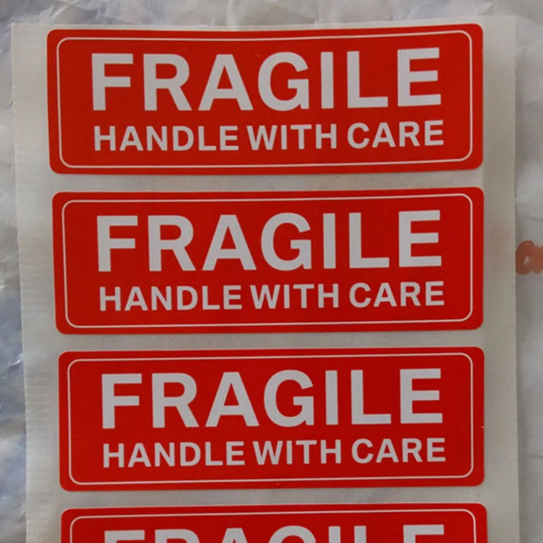 100pcs Fragile Handle With Care Label Sticker Warning Stickers 75*25mm Fragile Warning Label Sticker