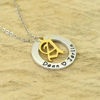 

Valentines Day Necklace Linked Circle Name Necklace Initials Necklace GPS Coordinate Necklace Gift For Her