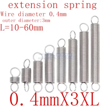 

10Pcs 304 Stainless Steel Dual Hook Small Tension Spring Hardware Accessories Wire Dia 0.4mm Outer Dia 3mm Length 10-50mm