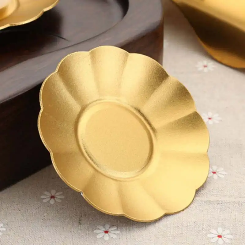 

Alloy Copper Tea Trays Tea Coffee Cup Holder Heat Resistant Saucer Teaware Drink Coasters chinese tea tray