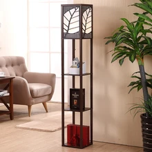 Artpad китайский декоративный деревянный торшер с деревянной полкой из ткани EU/US подключаемый светодиодный напольный светильник для декора гостиной спальни