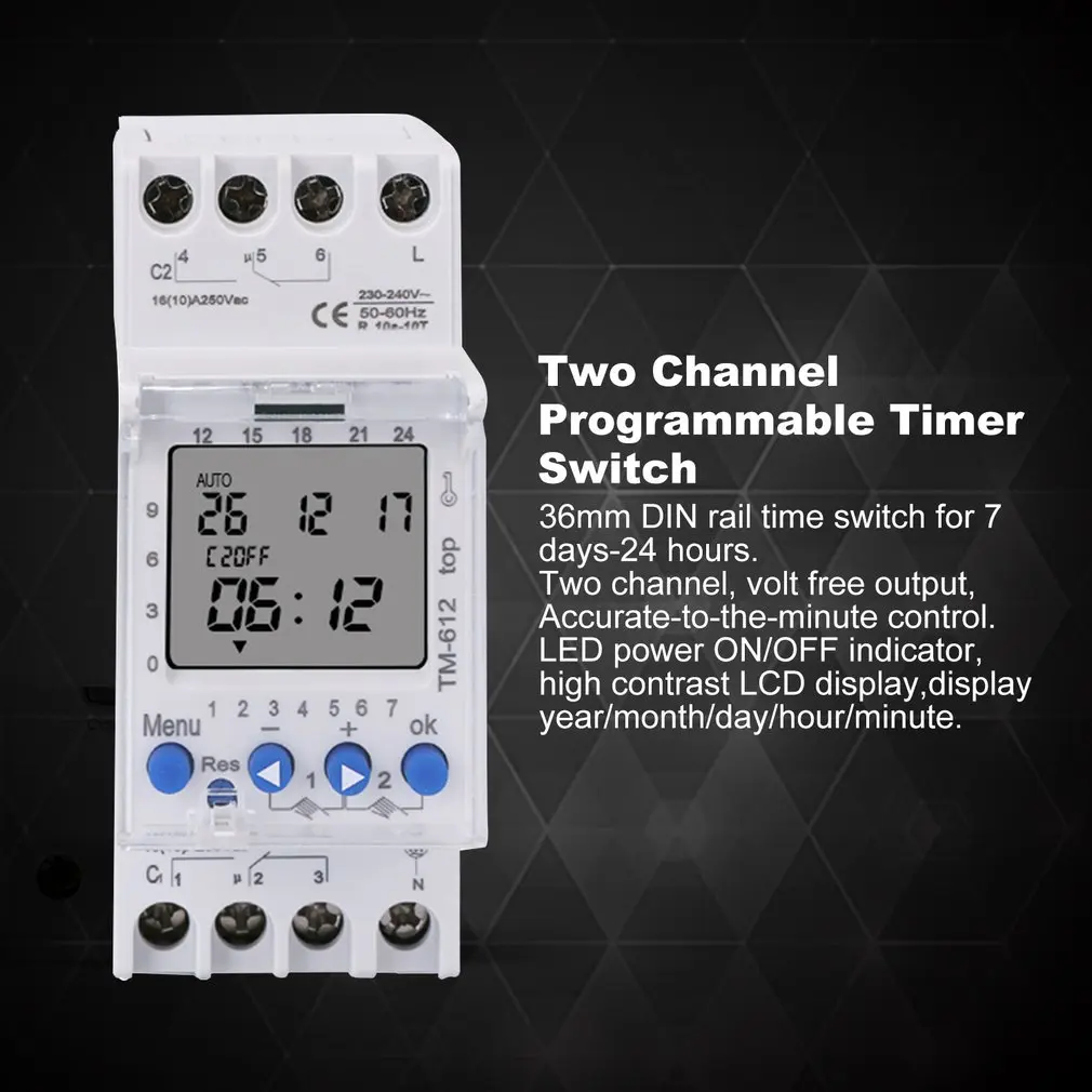 SINOTIMER 220V TM612 двухканальный таймер 7 дней 24 часа программируемый электронный ЖК