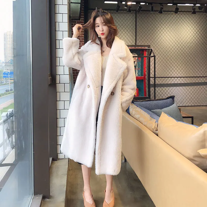 

New Arrival Women Winter Full Sleeve Turn Down Collar Covered Button Thick Warm Faux Wool Coat XHSD-363