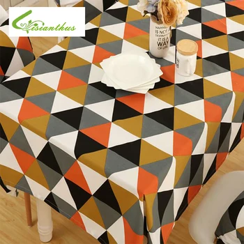 

Waterproof Table Cloth Diamond Shaped Pattern Polyester Cotton Dinner Table Cover Home Decoration Chair Table Cover High Quality