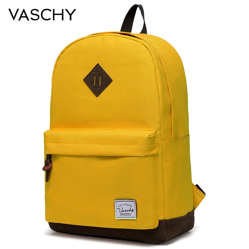 VASCHY School bag Unisex Classic Water Resistant Rucksack School Backpack 14Inch Laptop for