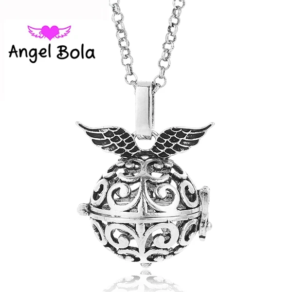 Vintage Argent 925 Coeur Ange Aile Pendentif Breloque Femmes Collier Bijoux