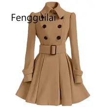 Осенне-зимнее женское пальто, модный тонкий винтажный двубортный пиджак, женский элегантный длинный тонкий теплый красный Блейзер Mujer