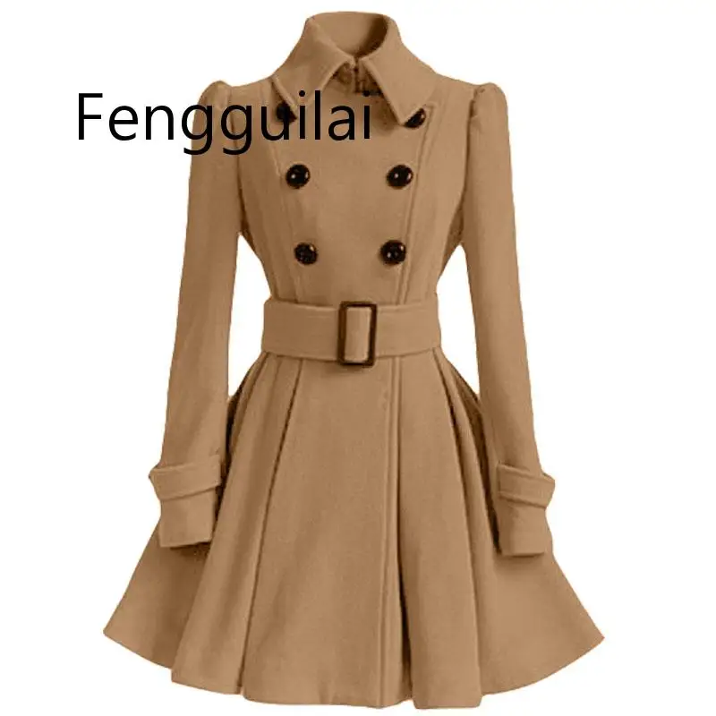 

Autumn Winter Coat Women 2019 Fashion Slim Vintage Double Breasted Jacket Female Elegant Long Slim Warm Red Blazer Mujer