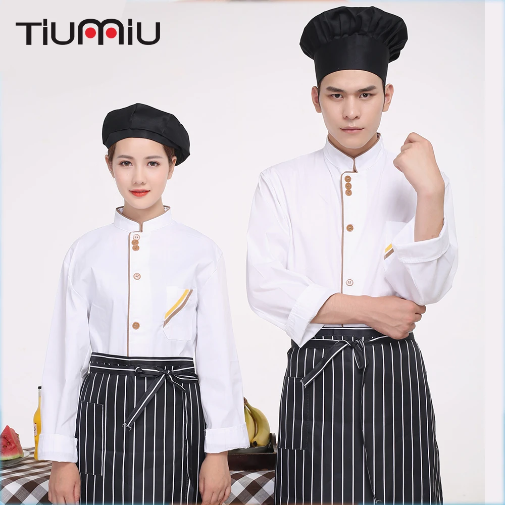

2018 XL-4XL White Men Women Single-breasted Long Sleeved Chef Jacket Bakery Restaurant Kitchen Cook Wear Spring Clothes Uniforms
