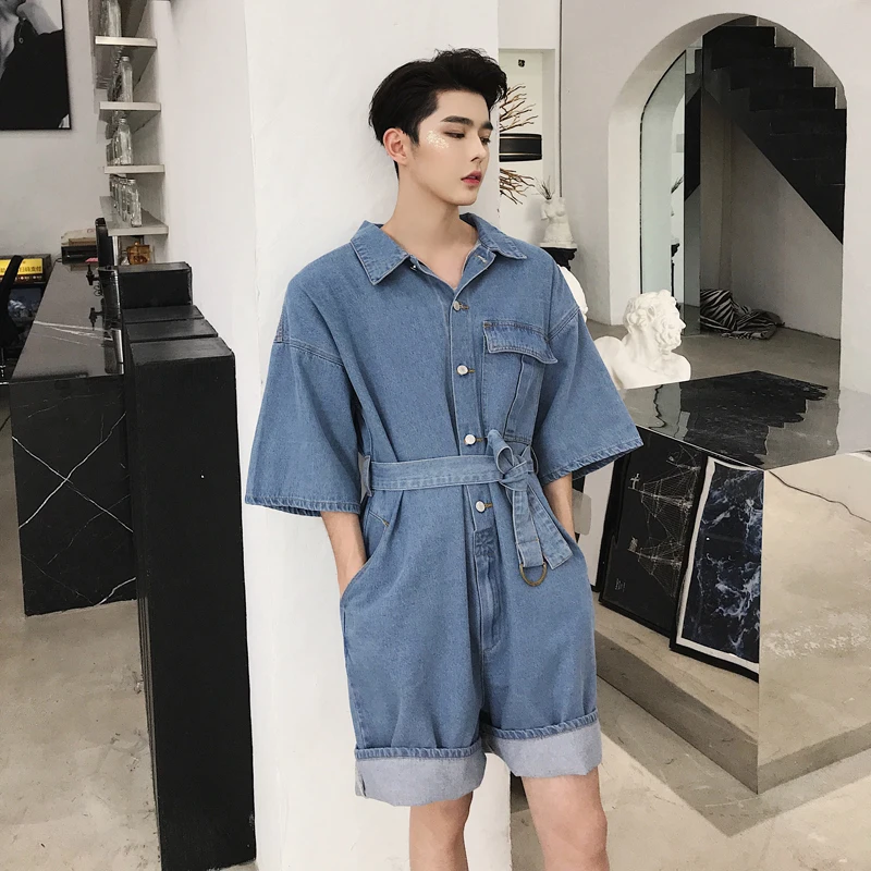 2018 New Men clothing Hair Stylist fashion One piece garment Jumpsuit ...