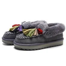 New Arrival Women Winter Warm Shoes Fringe Flats Thick Sheep Wool Fur Moccasin Slip ons Loafers Shoes with Colorful Tassel Deco