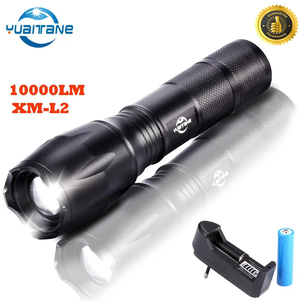 

10000Lumens LED Flashlight L2 linterna Torch Zoomable Light 5 switch Modes Camping Waterproof Bicycle Light by 18650 battery
