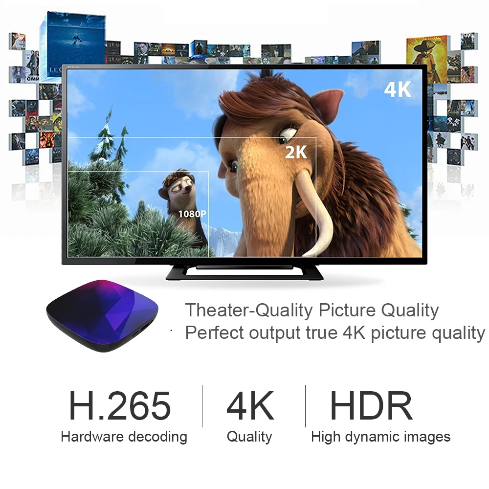 Pulierde P68S 2 ГБ Оперативная память 16 Встроенная Rockchip RK3229 4 ядра Android 7 1 ТВ коробка H2.65 К