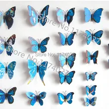 12 шт. ПВХ 3d бабочки настенные наклейки домашний Декор красочные синие Переводные картинки с бабочками украшения