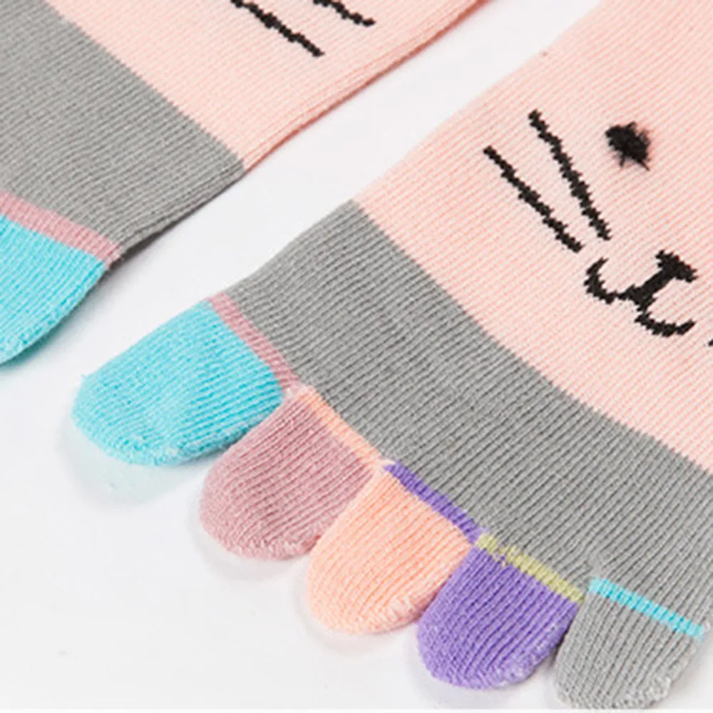 Разноцветные Носки с рисунком кота, носки с пятью пальцами, хлопковые забавные носки, подарок на год, Прямая поставка# VC12057