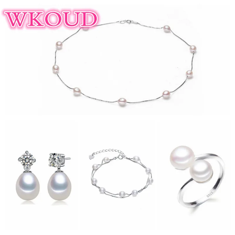 

Real freshwater pearl jewelry set women natural pearl sets 925 sterling silver Wedding jewelry for women 4-X4-E1