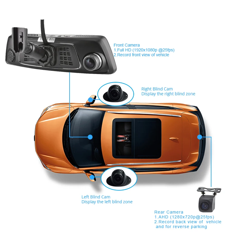Chezhilin H8 с 4CH камерой s объектив 1" сенсорный Android Navi Автомобильная камера с gps зеркало заднего вида dvr привод рекордер ADAS wifi