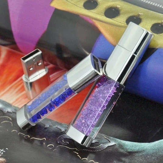 Дешевый Ручка привода Алмаз 8 ГБ 16 ГБ 32 ГБ 64 ГБ помада ювелирные Mini Usb флешка флэш памяти Memory Stick подарка флеш диск ключ Creativo