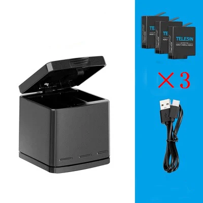 Камера Батарея упаковке с открытыми порами+ USB 3 Way Зарядное устройство для экшн-камеры GoPro Hero 7 6 5(черный цвет) замена Батарея для спортивной экшн-камеры Go Pro Hero7/6/5, черное, аксессуары - Цвет: LO-H