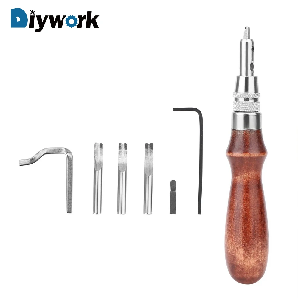 DIYWORK 7 in 1 Stitching Edge Groover Leather Craft Punch Tools Leather