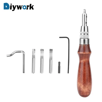 

DIYWORK 7 in 1 Stitching Edge Groover Leather Craft Punch Tools Leather Grooving Tool Sets DIY Tool Adjustable Hand Tools Sets